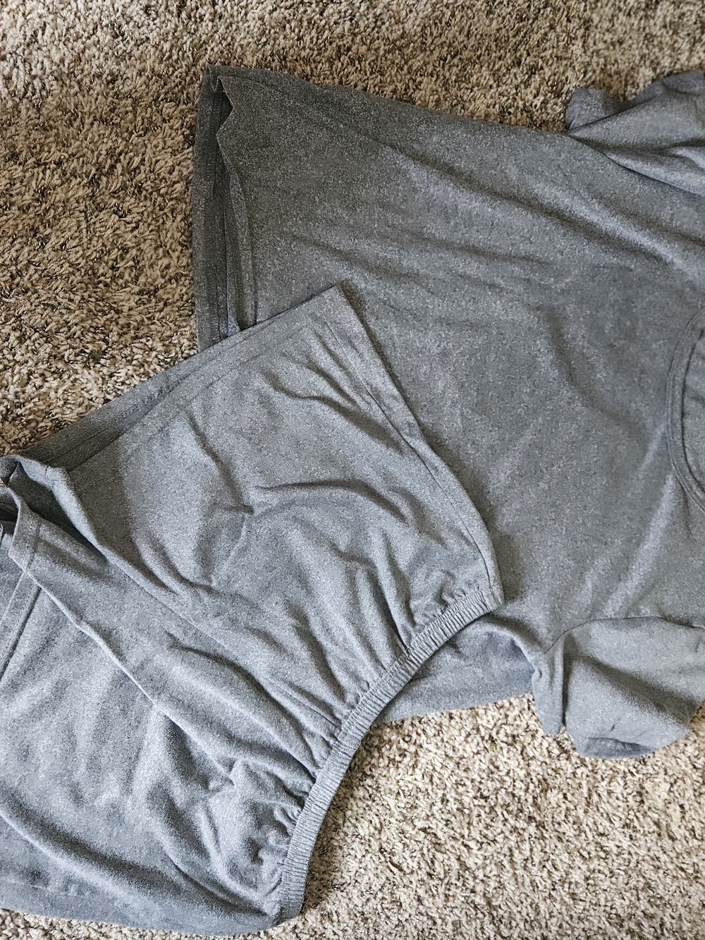 Basic Gray Loungewear Set - Soft Tee and Elastic Waist Shorts